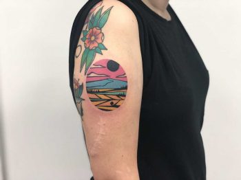 Colorful landscape on the right arm by Eugene Dusty Past