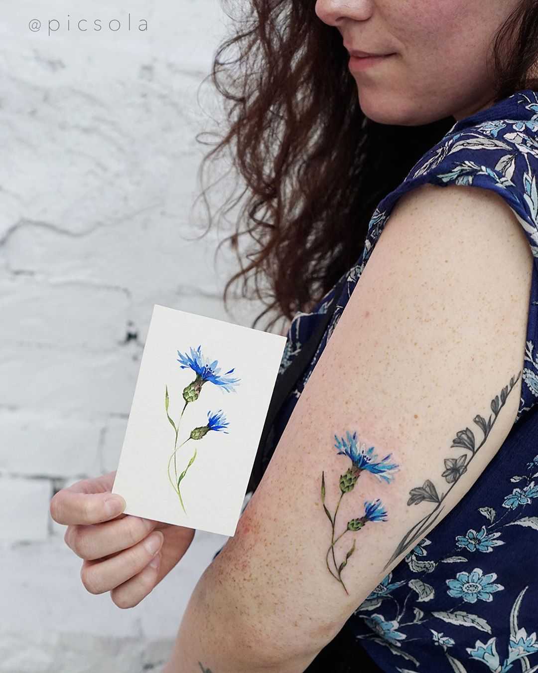 Cornflower tattoo by tattooist picsola