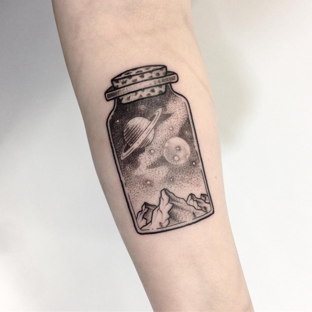Cosmic jar tattoo by Smutek