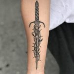Dagger and thorns tattoo by Javier Betancourt
