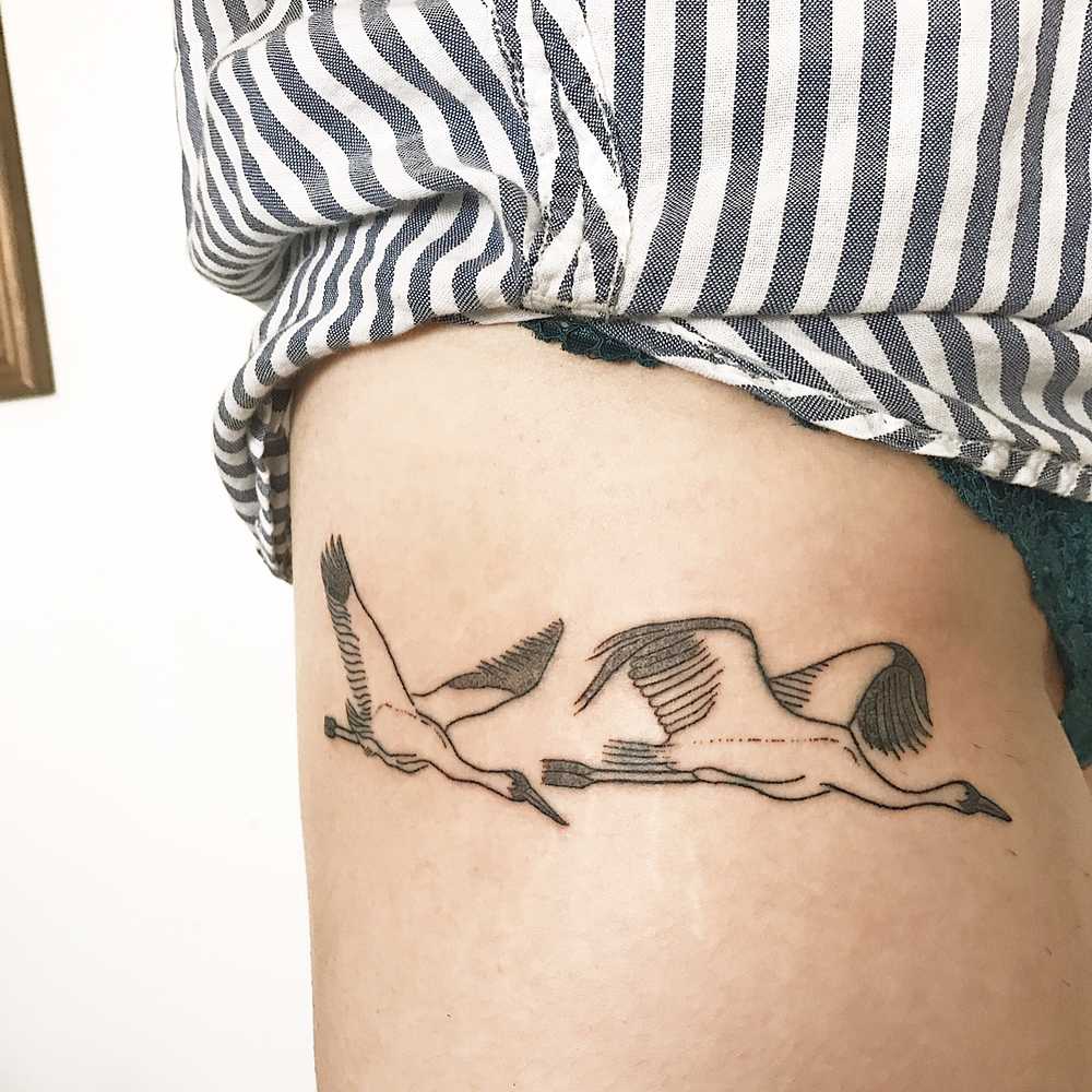 Flying geese tattoo by Kelli Kikcio