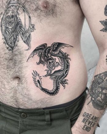Funny dragon tattoo by Javier Betancourt