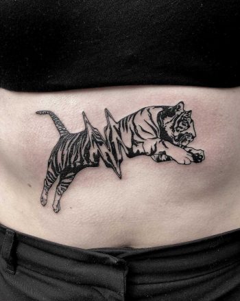 Glitched tiger tattoo by Loz McLean