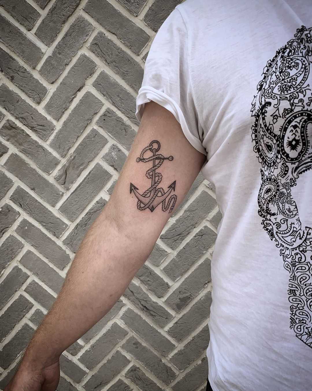 White Ink Classy Anchor Tattoo Design Made By Artist