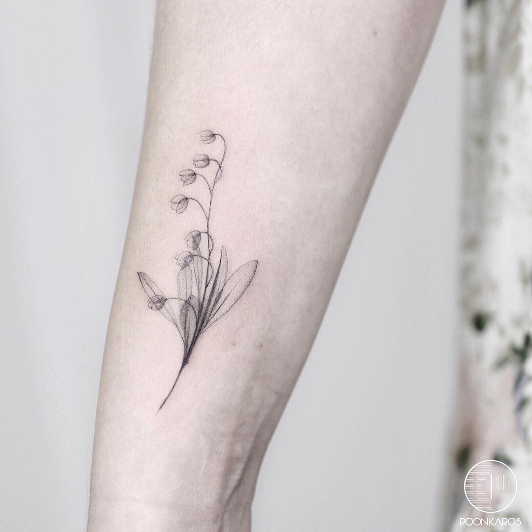 Lily of the valley tattoo by Karry Ka-Ying Poon