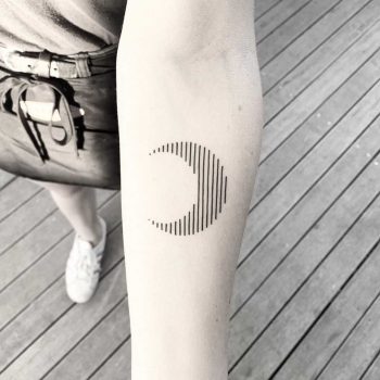 Linear moon tattoo by Francesco Rossetti