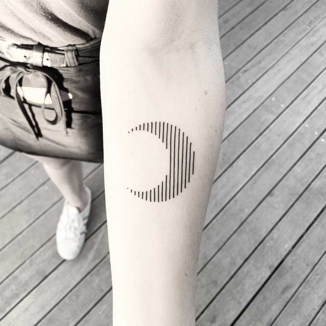 Linear moon tattoo by Francesco Rossetti
