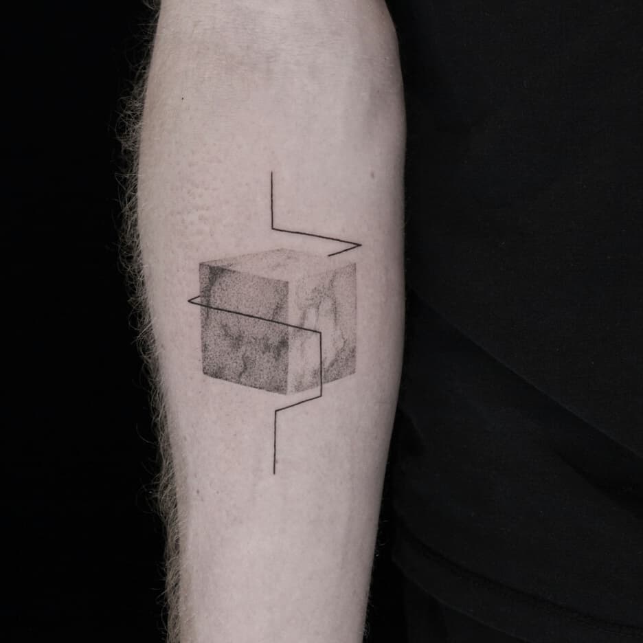 Marble cube tattoo by Aga Kura