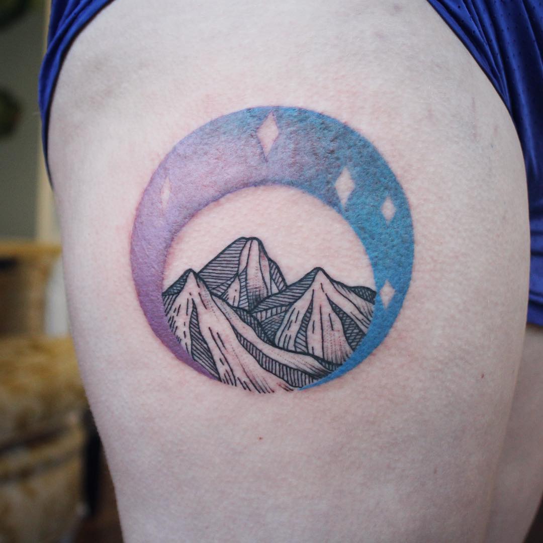 Mountains and moon by Emily Kaul