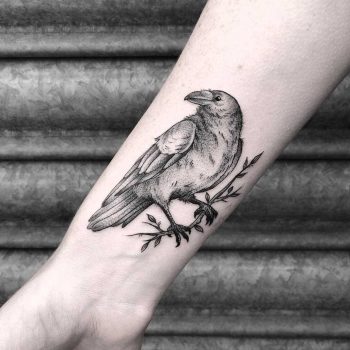 Raven tattoo by Lozzy Bones