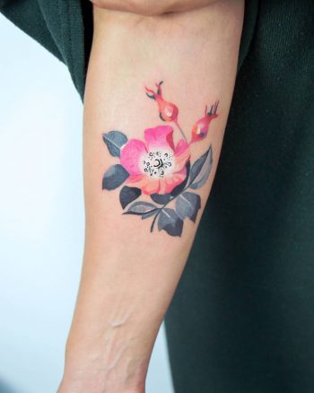 Rosehip tattoo by Mavka Leesova