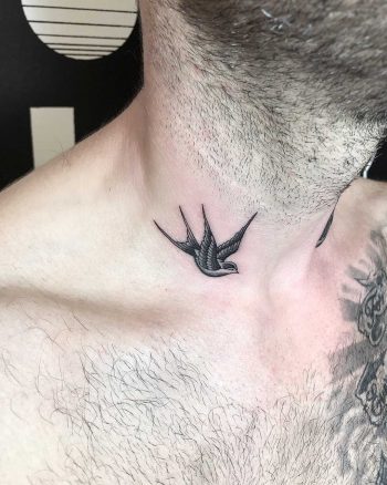 Small swallow tattoo by Matt Stopps