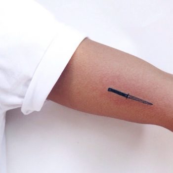 Super tiny knife tattoo by Kelli Kikcio