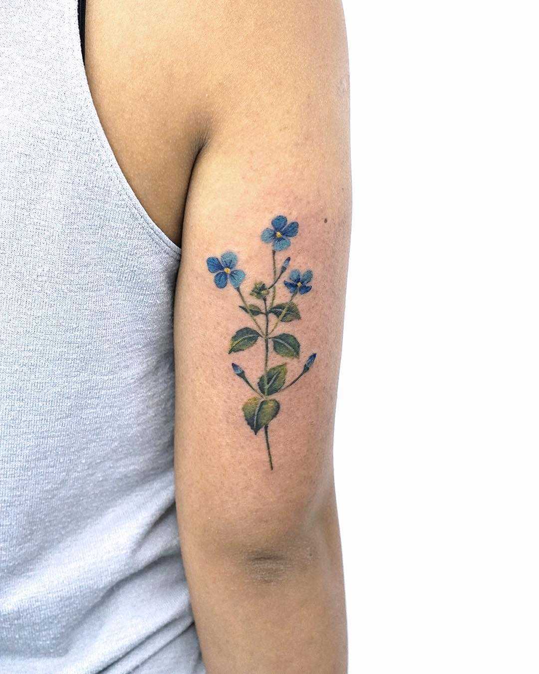 Veronica persica flower tattoo by tattooist picsola