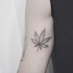 Weed leaf tattoo by Karry Ka-Ying Poon