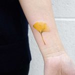 Yellow ginkgo leaf tattoo by tattooist picsola