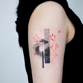 Abstract dragon by tattooist Yeonho