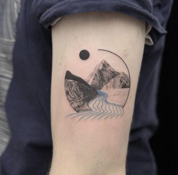 Beautiful landscape tattoo by Aga Kura