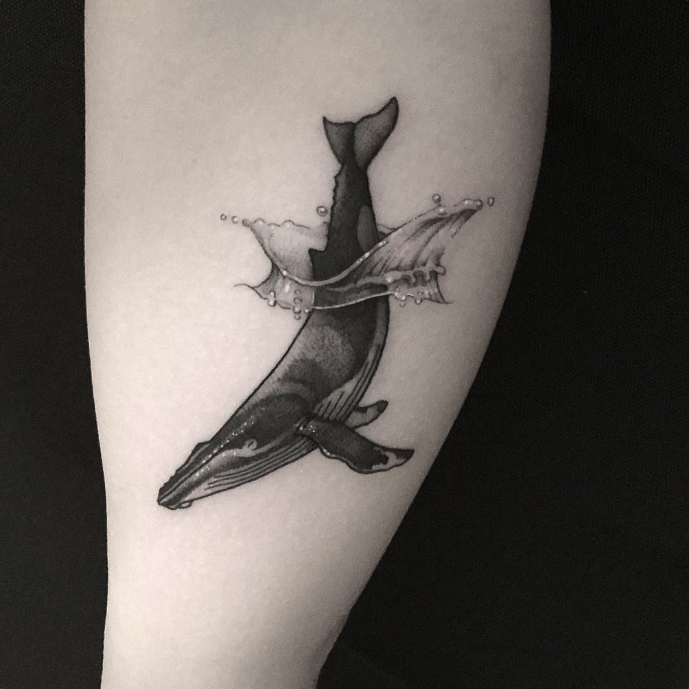Beautiful whale tattoo by tattooist yeontaan