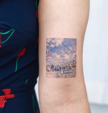 Claude Monet's The Beach at Trouville by tattooist Nemo