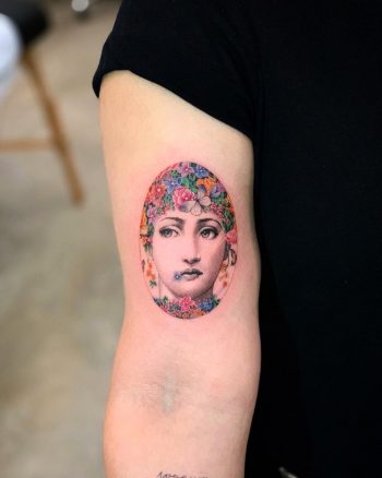 Fornasetti with flowers by Dragon Ink