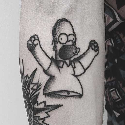 Happy Homer tattoo by Krzysztof Szeszko