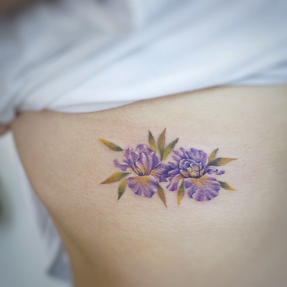 iris flower tattoo by tattooist g.no - tattoogrid