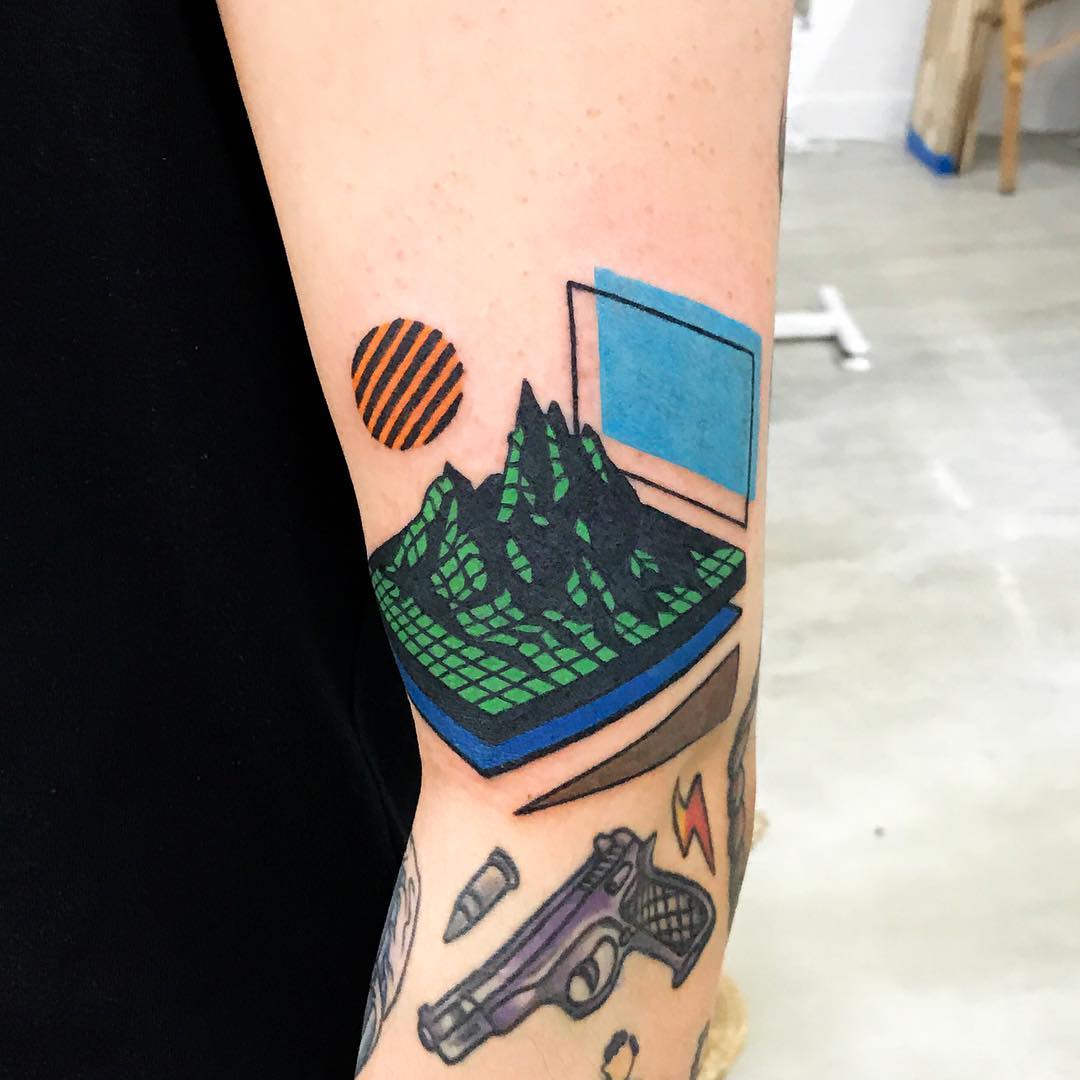 Low Poly mountains tattoo by Puff Channel