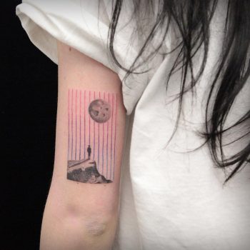 Man and a moon tattoo by Aga Kura