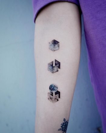 Moon cube tattoo by Studio Bysol