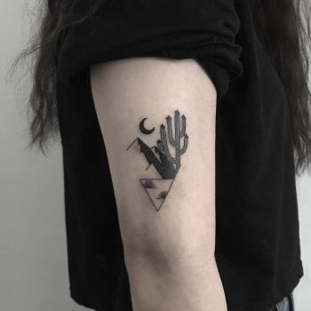 Mountains and cactus by Nudy tattooer