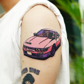Pink car tattoo by Puff Channel