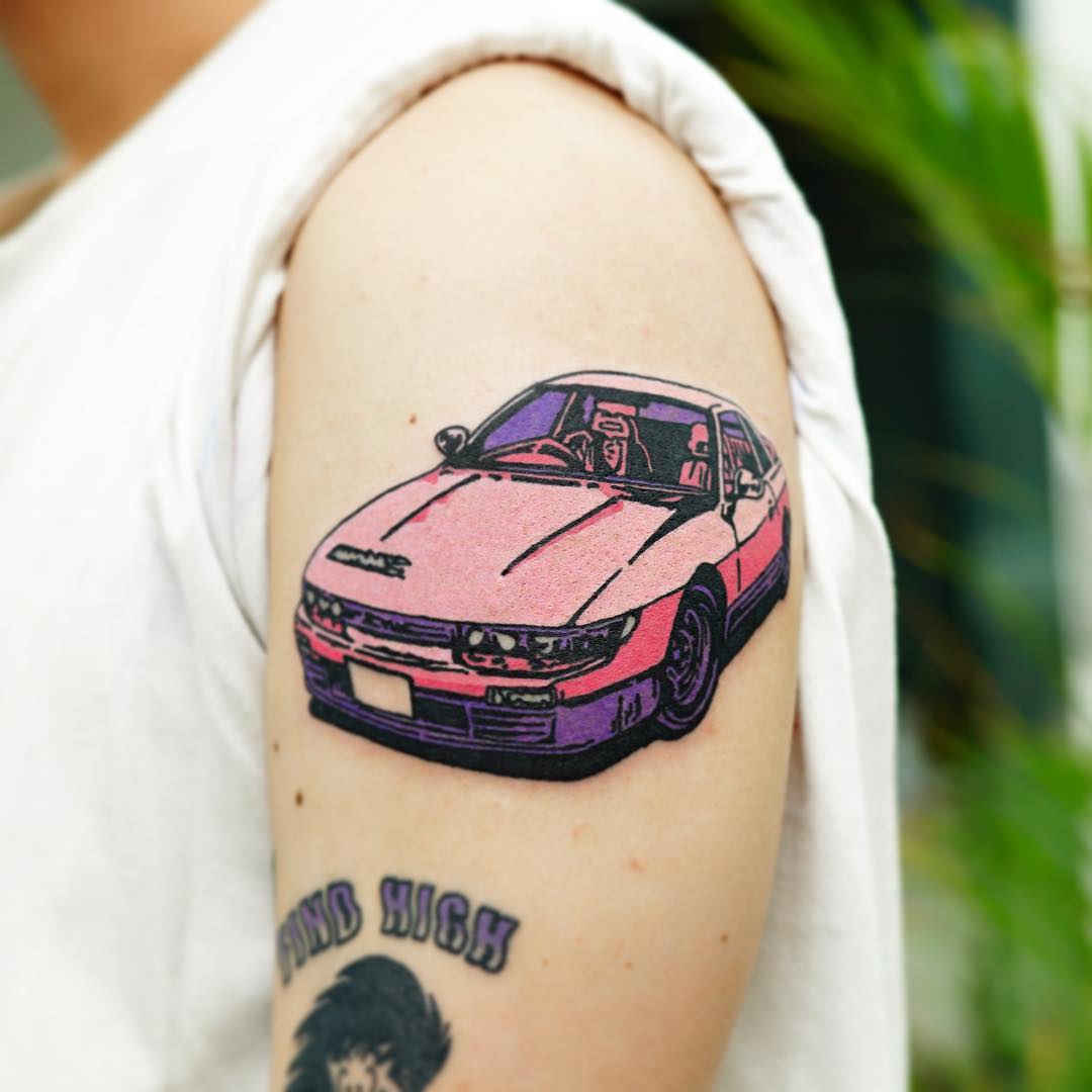 Pink car tattoo by Puff Channel