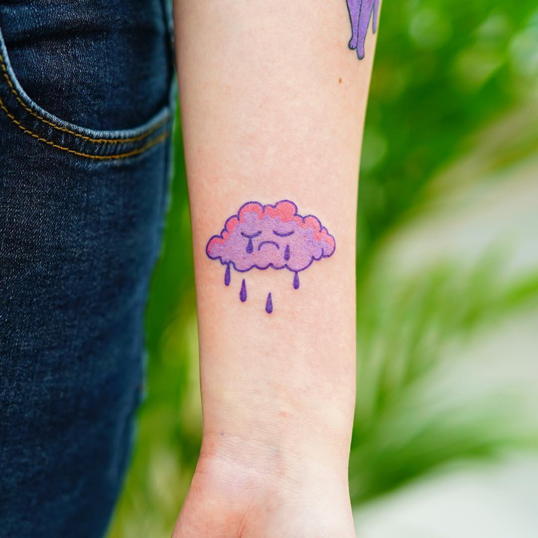 Sad cloud tattoo by Puff Channel