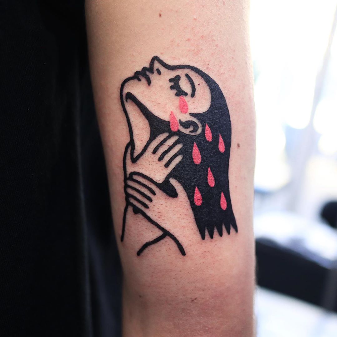 Sad girl tattoo by Puff Channel