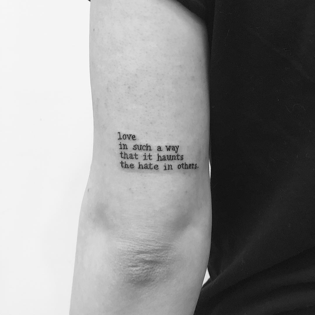 Small lettering tattoo by Philipp Eid