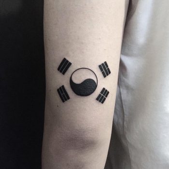 Taegeukgi flag tattoo by tattooist yeontaan