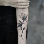 X-ray style magnolia tattoo by Dragon Ink