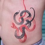 Black and red snakes by tattooist Oozy
