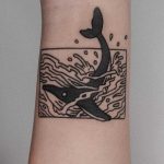 Black and white whale by tattooist Bongkee