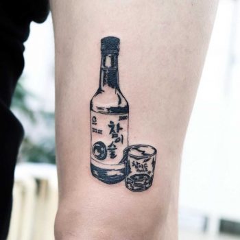 Bottle and glass by Puff Channel