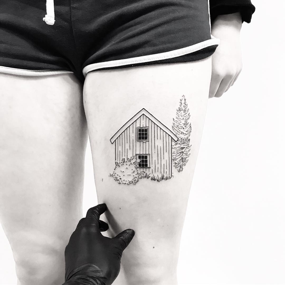 Cottage tattoo by tattooist pokeeeeeeeoh