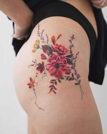 Delicate flowers on a hip by Rey Jasper