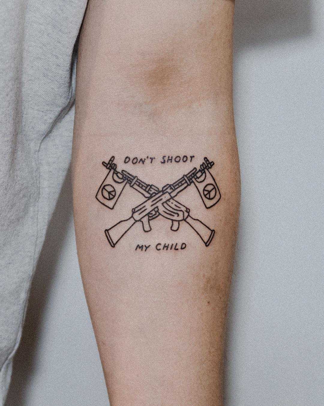 Don’t shoot my child by tattooist Bongkee