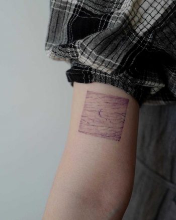 Eyebrow moon 눈썹달 album cover tattoo by Studio Bysol