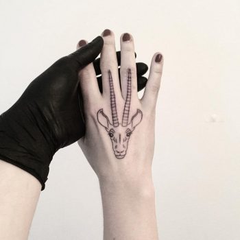 Gazelle head tattoo by tattooist pokeeeeeeeoh