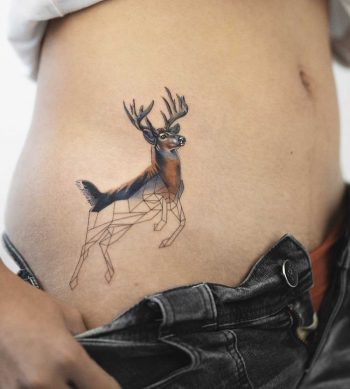 Geometric and watercolor deer by Rey Jasper