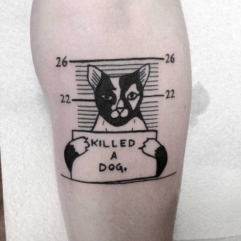 Guilty cat tattoo by Loughie Alston