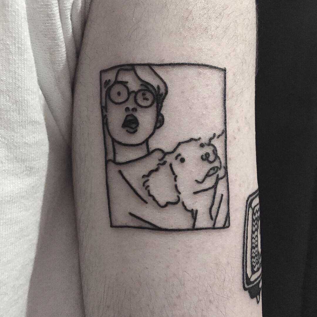 Guy with his dog by tattooist yeontaan