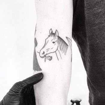 Horsie with a flower by tattooist pokeeeeeeeoh